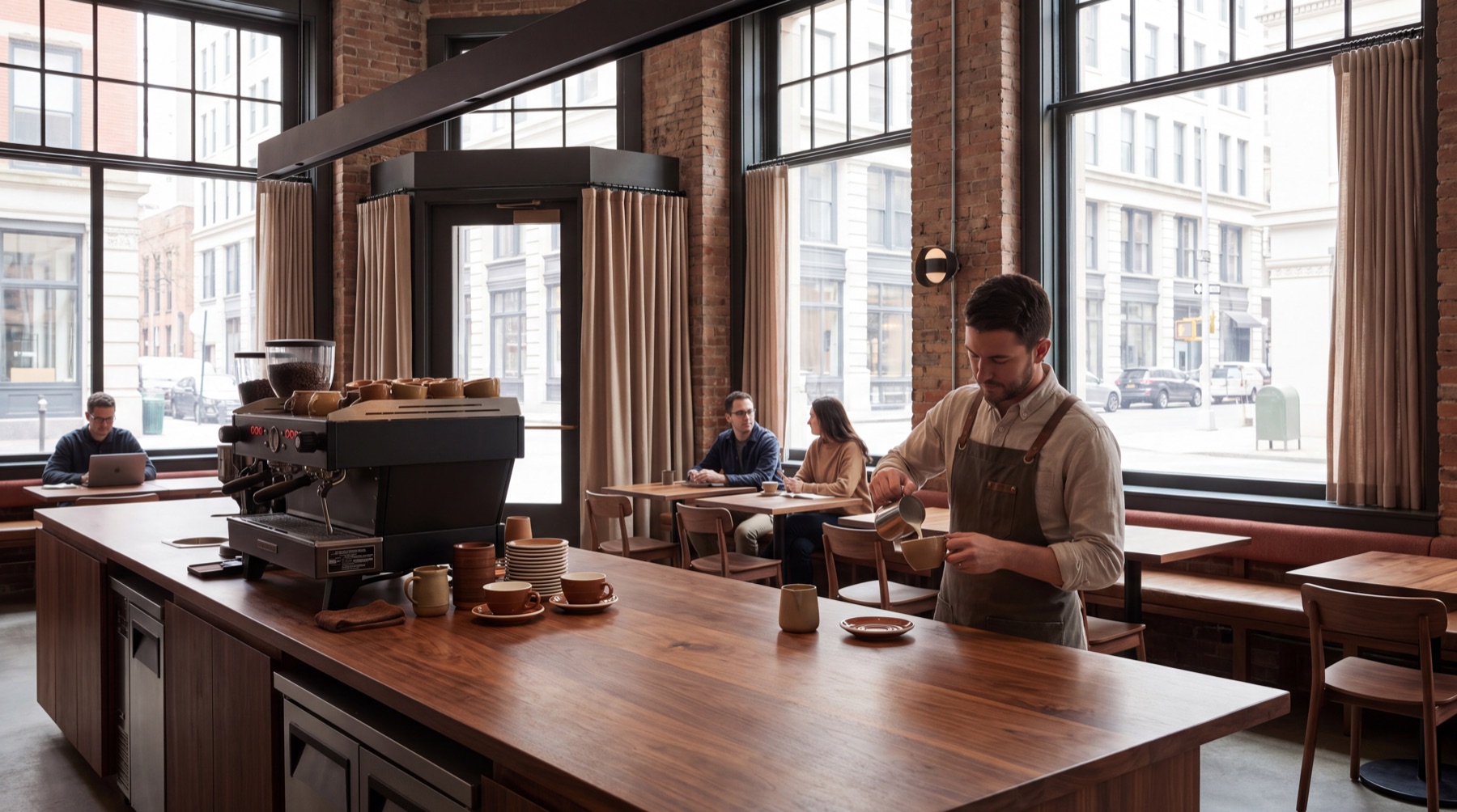 Illustrative contemporary American café